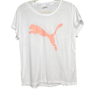 Puma Short Sleeve White Top with Pink Symbol